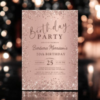 Elegant Metallic Rose Gold Glitter 70th Birthday 