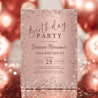 Elegant Metallic Rose Gold Glitter 70th Birthday