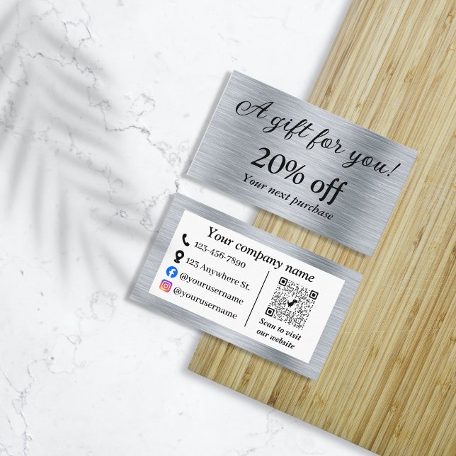 Elegant metallic silver discount card (Creator Uploaded)