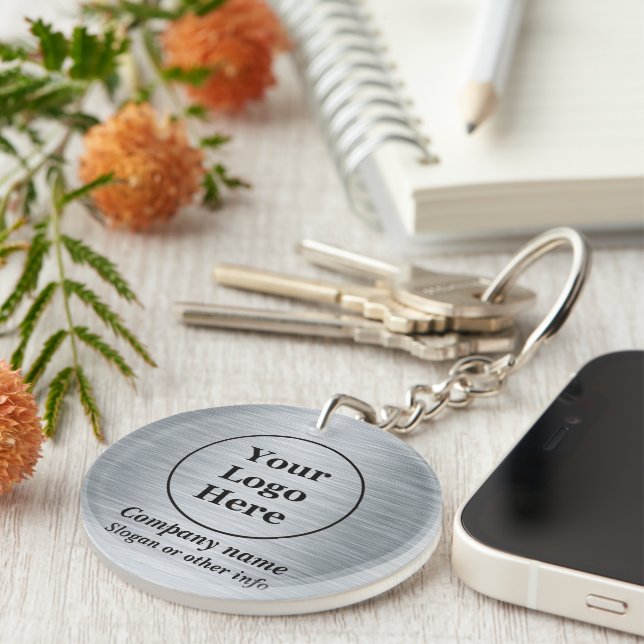 Elegant metallic silver key ring (Front Right)