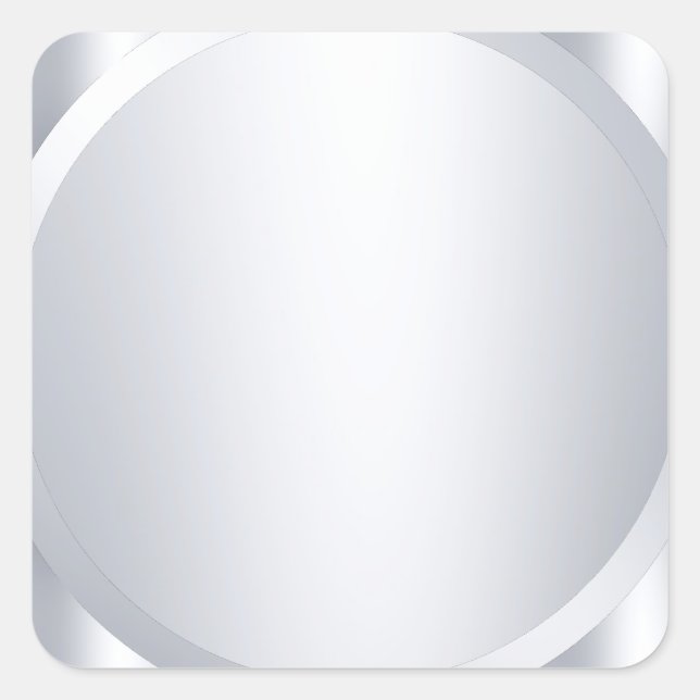 Elegant Metallic Silver Look Custom Blank Modern Square Sticker (Front)