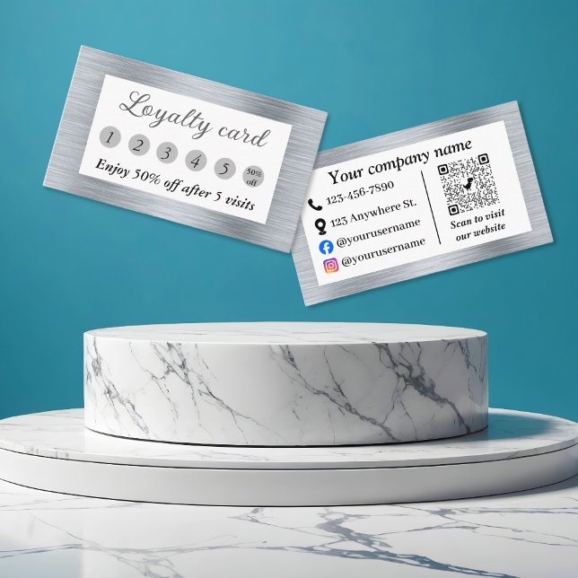 Elegant metallic silver loyalty card (Creator Uploaded)