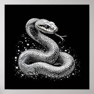 Elegant Metallic Snake Dark Aesthetic Fantasy Poster