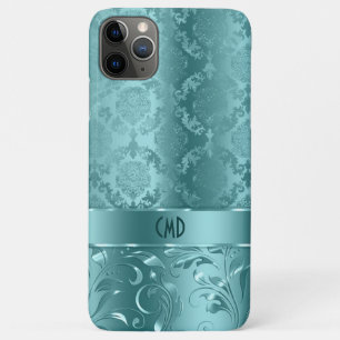 Elegant Metallic Teal-Green Damasks & Lace iPhone 11 Pro Max Case