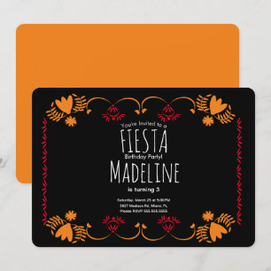 Elegant Mexican Birthday Fiesta Floral Border Invitation