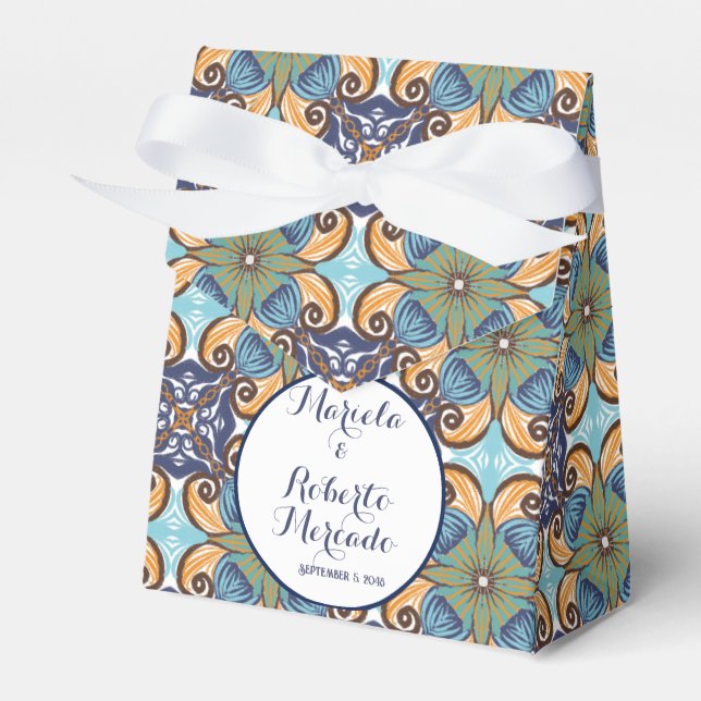 Elegant Mexican Floral Talavera Wedding  Favour Box (Front Side)