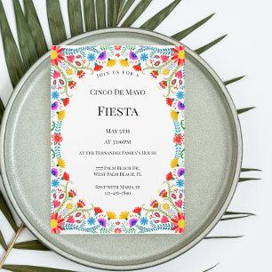Elegant Mexican Florals Cinco De Mayo Fiesta  Invitation