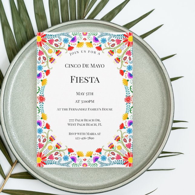Elegant Mexican Florals Cinco De Mayo Fiesta  Invitation (Creator Uploaded)