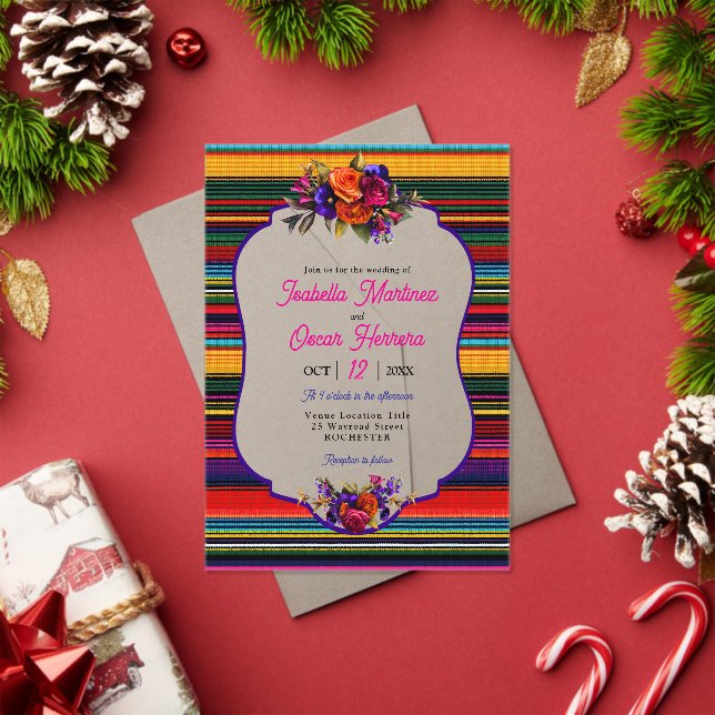 Elegant Mexican flowers acrylic wedding invitation (Insitu (Holiday))