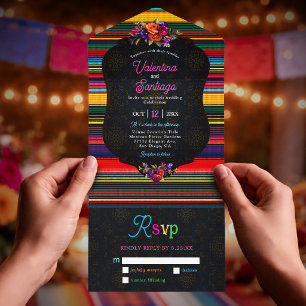 Elegant Mexican flowers wedding All In One Invitation