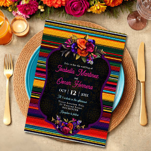Elegant Mexican flowers wedding invitation