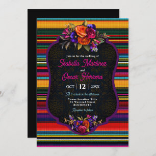 Elegant Mexican flowers wedding invitation
