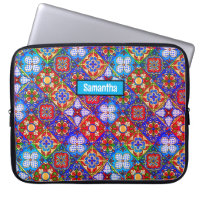 Elegant Mexican talavera red blue purple tiles