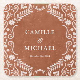 Elegant Mexican Wedding Papel Picado Coaster