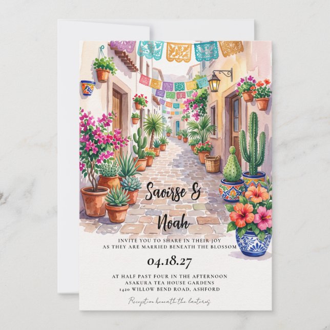 Elegant Mexico Destination Wedding Invitation (Front)