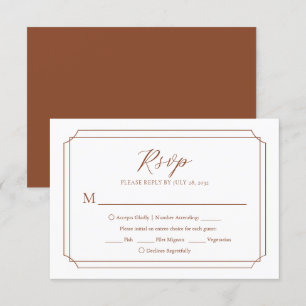Elegant Mid Century 70s Terracotta Wedding  RSVP Card