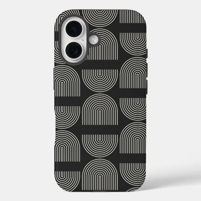 Elegant Mid Century Mod Arch Lines Black and White Case-Mate iPhone Case (Back)