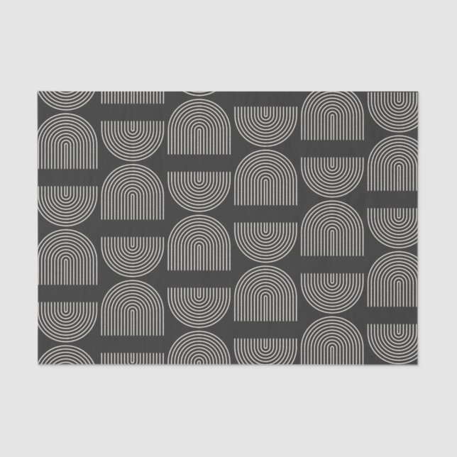 Elegant Mid Century Mod Arch Lines Black and White Tissue Paper (Front)