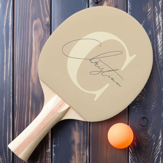 Elegant Mid-Century Modern Monogram Sand Dune Ping Pong Paddle (Creator Uploaded)