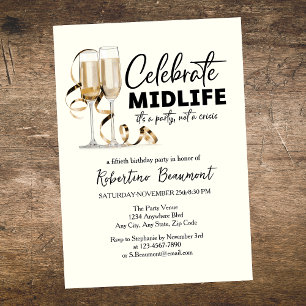 Elegant Midlife Celebration Glasses 50th Birthday Invitation