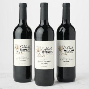 Elegant Midlife Celebration Glasses 50th Birthday Wine Label