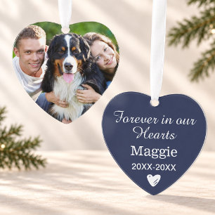 Elegant Midnight Blue Pet Memorial Photo Keepsake Ornament