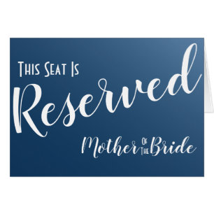 Elegant Midnight Blue Reserved Seat Wedding Sign