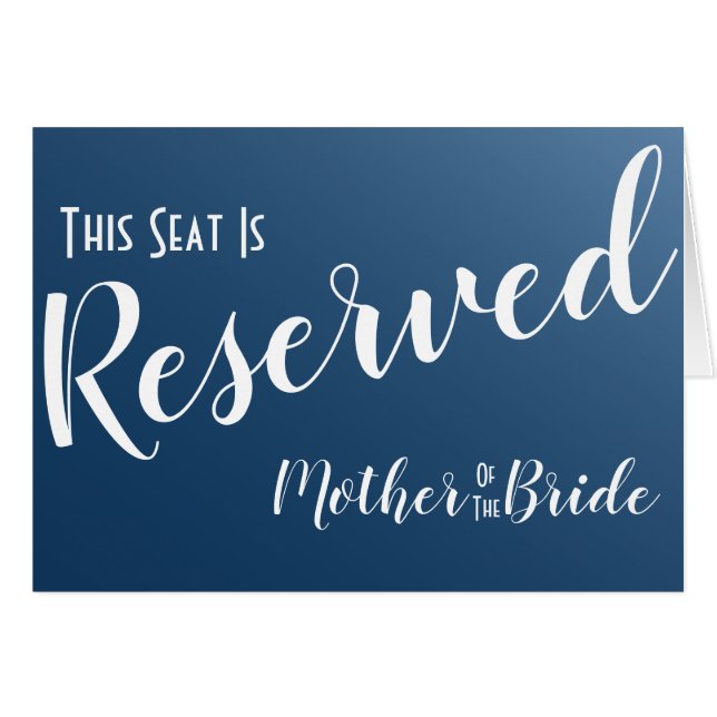 Elegant Midnight Blue Reserved Seat Wedding Sign (Front Horizontal)