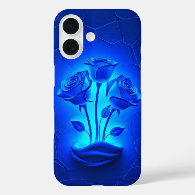 Elegant Midnight Blue Roses iPhone Case (Back)