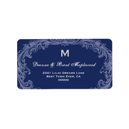 Elegant Midnight Vintage Monogram B454 Address Label