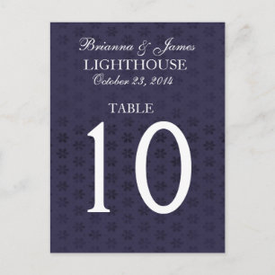 Elegant Midnight & White Wedding Table Number Card