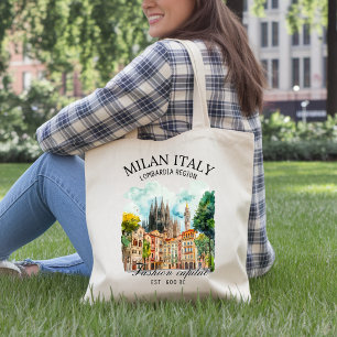 Elegant Milan Italy Cityscape Watercolor  Tote Bag