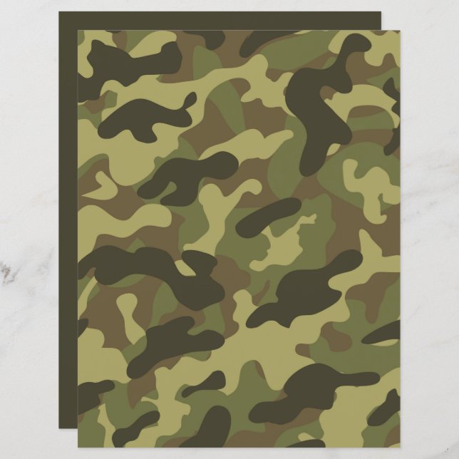Elegant Military Green Camouflage Scrapbook Paper (Front/Back)