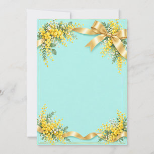 Elegant Mimosa Wedding Invitation｜Tiffany Blue & G Invitation