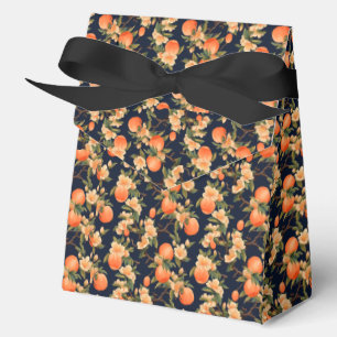 Elegant Mini Peach Floral and Black Favour Box