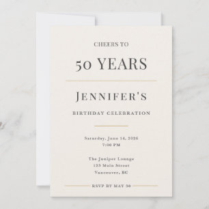 Elegant Minimal 50th Birthday Celebration Invitation