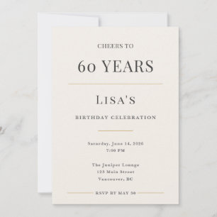 Elegant Minimal 60th Birthday Celebration Invitation