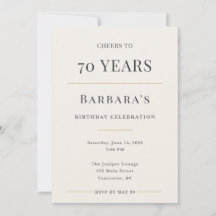 Elegant Minimal 70th Birthday Celebration
