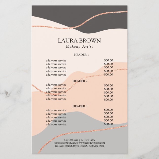Elegant minimal abstract rose gold glitter flyer (Front)
