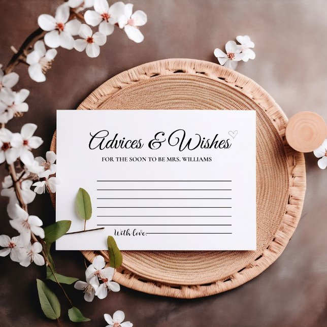 Elegant Minimal Advices & WIshes Bridal Shower Invitation (Creator Uploaded)