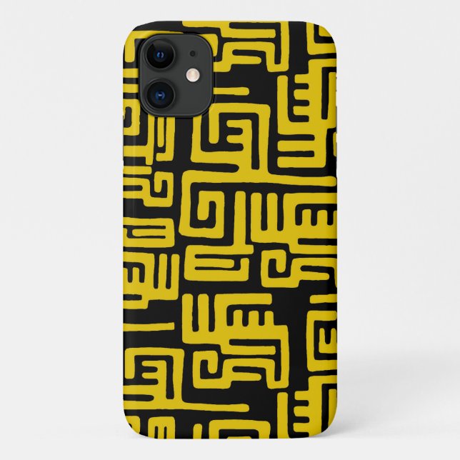 Elegant Minimal African Tribal Pattern Yellow Line Case-Mate iPhone Case (Back)