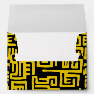 Elegant Minimal African Tribal Pattern Yellow Line Envelope