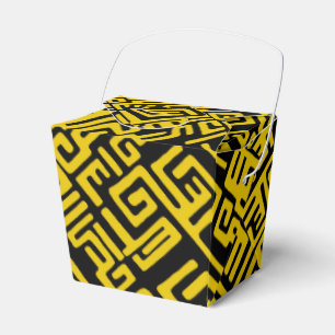 Elegant Minimal African Tribal Pattern Yellow Line Favour Box