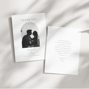 Elegant Minimal Arch Photo Wedding Thank You Card