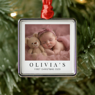 Elegant Minimal Baby's First Christmas Ornament