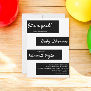 Elegant Minimal Black And White Modern Baby Shower Invitation