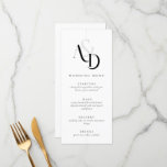 Elegant Minimal Black and White Simple Wedding Menu<br><div class="desc">Introducing our modern, black and white wedding invitations embody the essence of minimalist sophistication. Discover a canvas of pristine white adorned with sleek, intricate black designs, exuding timeless charm and contemporary allure. With clean lines and carefully curated typography, these invitations are a visual symphony of simplicity. Explore our collection today...</div>