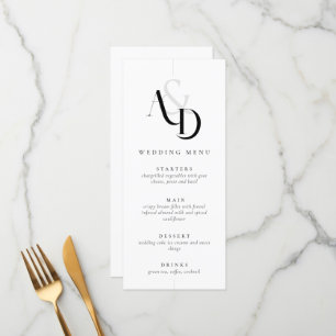Elegant Minimal Black and White Simple Wedding Menu