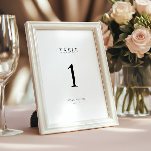 Elegant Minimal Black and White Table Number Card