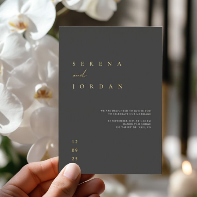 Elegant Minimal Black Foil Wedding Foil Invitation (Elegant Minimal Black Foil Wedding Foil Invitation)